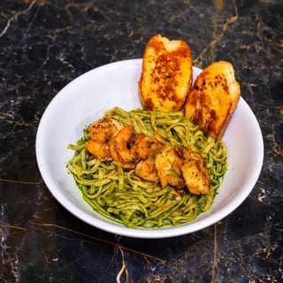 Shrimp Pesto Spaghetti